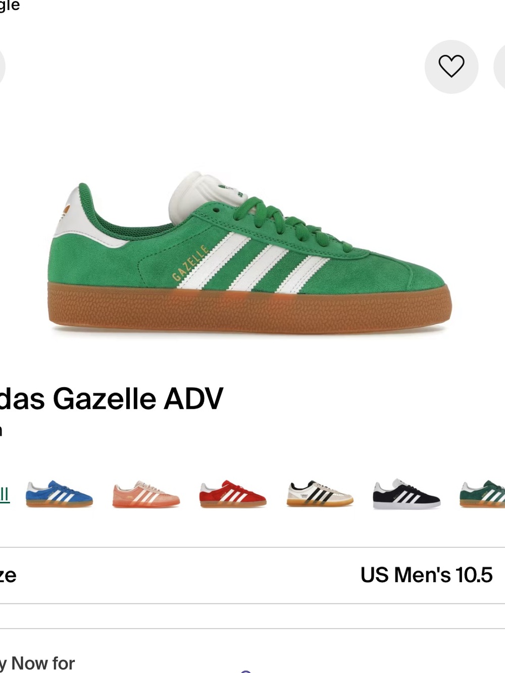 adidas Gazelle ADV Green/White Sneakers Box Label